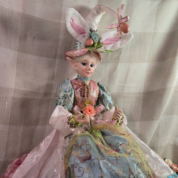 Cynthia Rowley Easter Elf Bunny Shelf Sitter Doll Tabletop Spring Pastel NEW - Picture 2 of 6